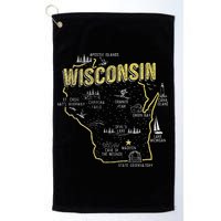 Wisconsin Map Of Memorable Spots Golf Towel