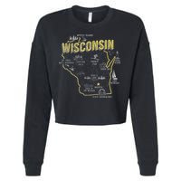Wisconsin Map Of Memorable Spots Cropped Pullover Crew