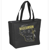 Wisconsin Map Of Memorable Spots Zip Tote Bag