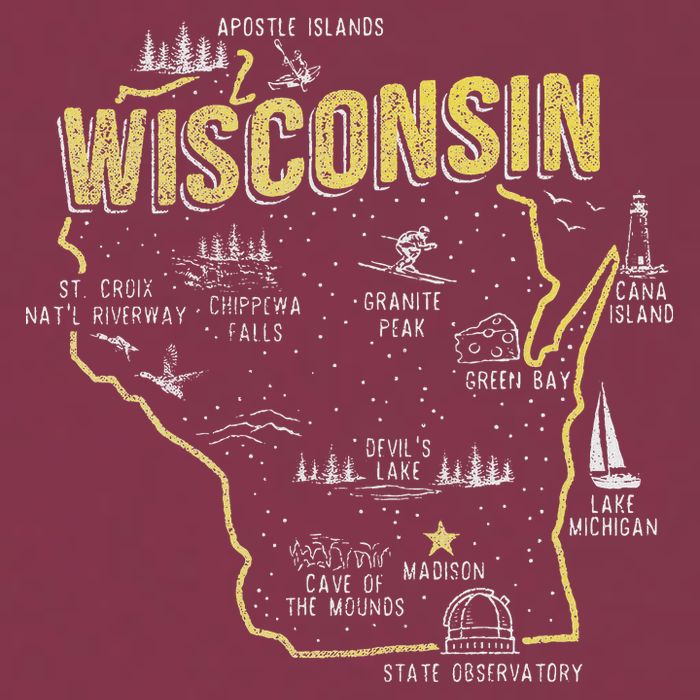 Wisconsin Map Of Memorable Spots 16oz Travel Tumbler