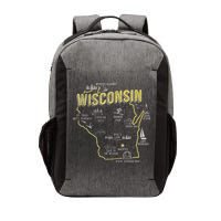 Wisconsin Map Of Memorable Spots Vector Backpack