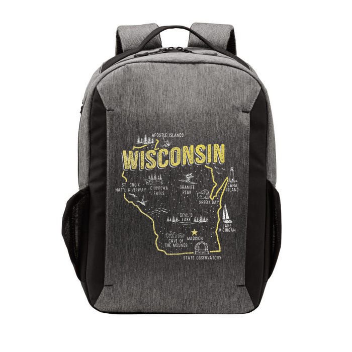 Wisconsin Map Of Memorable Spots Vector Backpack