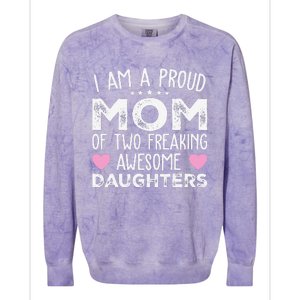 Women Mom Of 2 Girl Two Daughters Mothers Day Colorblast Crewneck Sweatshirt