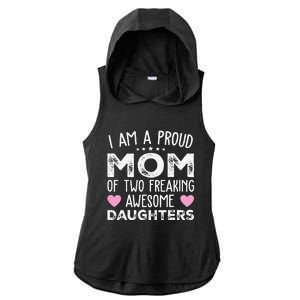 Women Mom Of 2 Girl Two Daughters Mothers Day Ladies PosiCharge Tri-Blend Wicking Draft Hoodie Tank