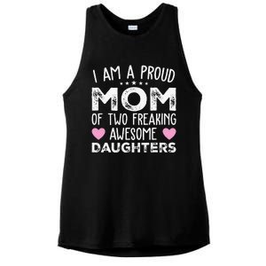 Women Mom Of 2 Girl Two Daughters Mothers Day Ladies PosiCharge Tri-Blend Wicking Tank