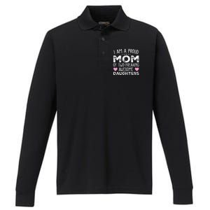 Women Mom Of 2 Girl Two Daughters Mothers Day Performance Long Sleeve Polo