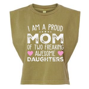 Women Mom Of 2 Girl Two Daughters Mothers Day Garment-Dyed Women's Muscle Tee