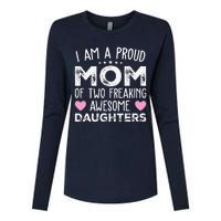 Women Mom Of 2 Girl Two Daughters Mothers Day Womens Cotton Relaxed Long Sleeve T-Shirt