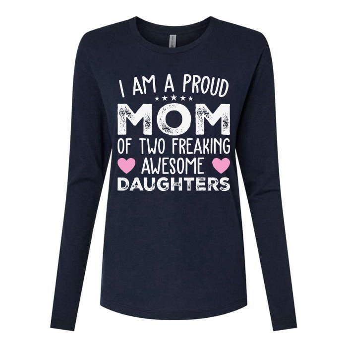 Women Mom Of 2 Girl Two Daughters Mothers Day Womens Cotton Relaxed Long Sleeve T-Shirt