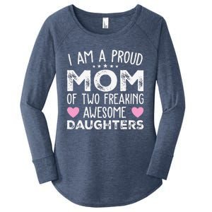 Women Mom Of 2 Girl Two Daughters Mothers Day Women's Perfect Tri Tunic Long Sleeve Shirt