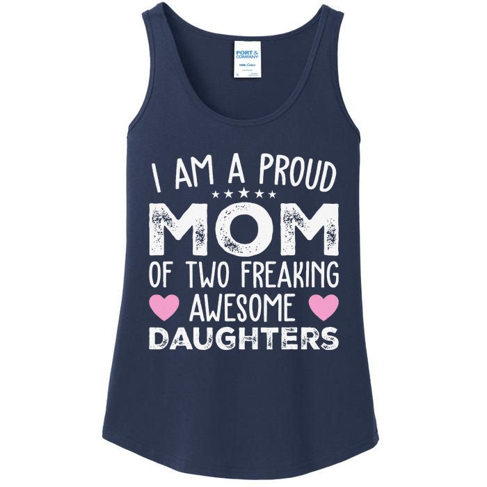 Women Mom Of 2 Girl Two Daughters Mothers Day Ladies Essential Tank