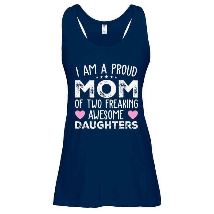 Women Mom Of 2 Girl Two Daughters Mothers Day Ladies Essential Flowy Tank