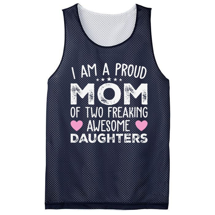 Women Mom Of 2 Girl Two Daughters Mothers Day Mesh Reversible Basketball Jersey Tank