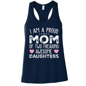 Women Mom Of 2 Girl Two Daughters Mothers Day Women's Racerback Tank