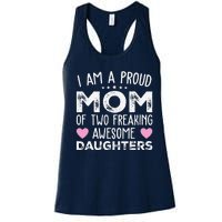 Women Mom Of 2 Girl Two Daughters Mothers Day Women's Racerback Tank