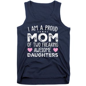 Women Mom Of 2 Girl Two Daughters Mothers Day Tank Top