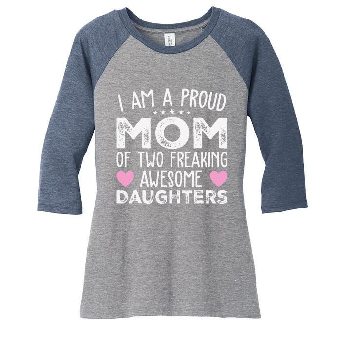 Women Mom Of 2 Girl Two Daughters Mothers Day Women's Tri-Blend 3/4-Sleeve Raglan Shirt