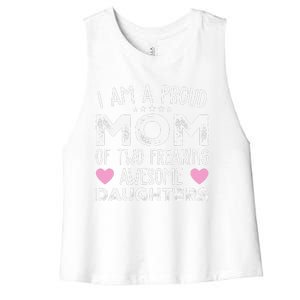 Women Mom Of 2 Girl Two Daughters Mothers Day Women's Racerback Cropped Tank