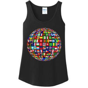 World Map Of Flags Globe Atlas Flags Of The World Ladies Essential Tank