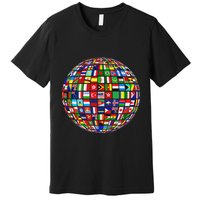 World Map Of Flags Globe Atlas Flags Of The World Premium T-Shirt