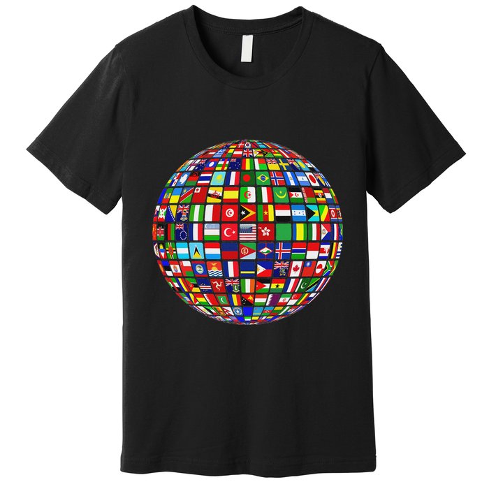 World Map Of Flags Globe Atlas Flags Of The World Premium T-Shirt