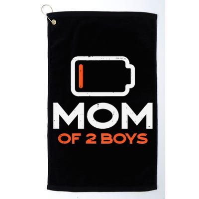 Womens Mom Of 2 Low Battery Funny Mothers Day Mama Mommy Women Platinum Collection Golf Towel