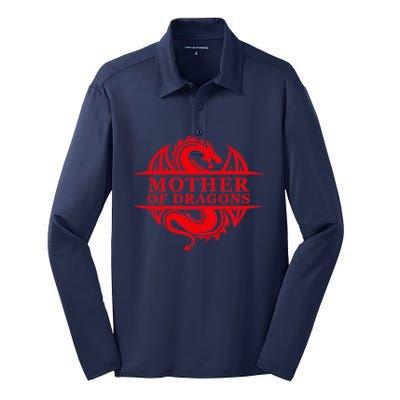 Wo Mother Of Dragons Mom Mother's Day Dragon Family Outfit Silk Touch Performance Long Sleeve Polo