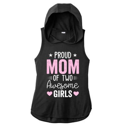 Wo Mom of 2 Girl Two Daughters Mother's Day Ladies PosiCharge Tri-Blend Wicking Draft Hoodie Tank