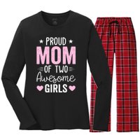 Wo Mom of 2 Girl Two Daughters Mother's Day Women's Long Sleeve Flannel Pajama Set 