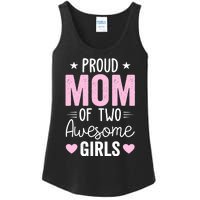 Wo Mom of 2 Girl Two Daughters Mother's Day Ladies Essential Tank