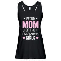 Wo Mom of 2 Girl Two Daughters Mother's Day Ladies Essential Flowy Tank