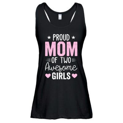 Wo Mom of 2 Girl Two Daughters Mother's Day Ladies Essential Flowy Tank