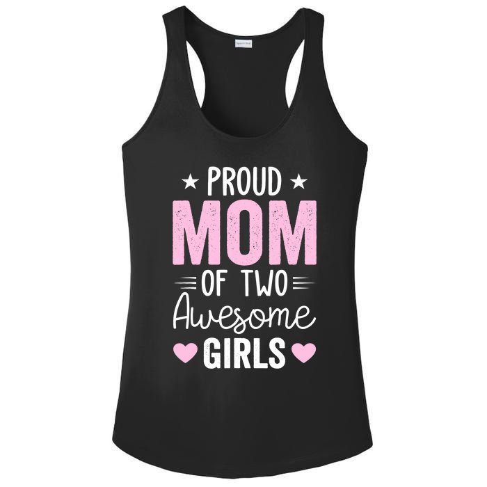 Wo Mom of 2 Girl Two Daughters Mother's Day Ladies PosiCharge Competitor Racerback Tank