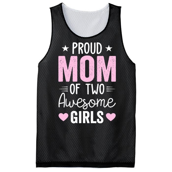 Wo Mom of 2 Girl Two Daughters Mother's Day Mesh Reversible Basketball Jersey Tank