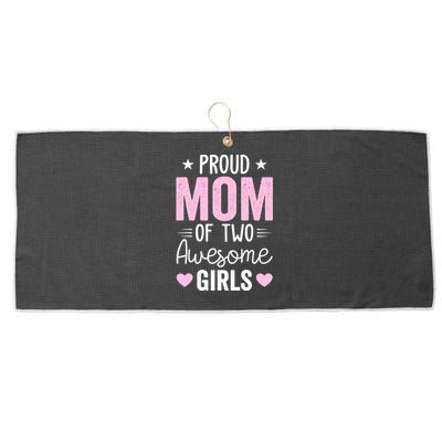 Wo Mom of 2 Girl Two Daughters Mother's Day Large Microfiber Waffle Golf Towel