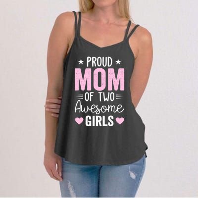 Wo Mom of 2 Girl Two Daughters Mother's Day Women's Strappy Tank