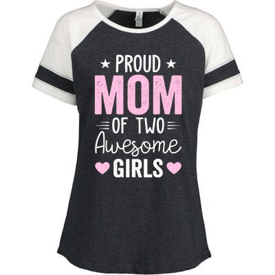 Wo Mom of 2 Girl Two Daughters Mother's Day Enza Ladies Jersey Colorblock Tee