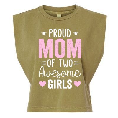 Wo Mom of 2 Girl Two Daughters Mother's Day Garment-Dyed Women's Muscle Tee