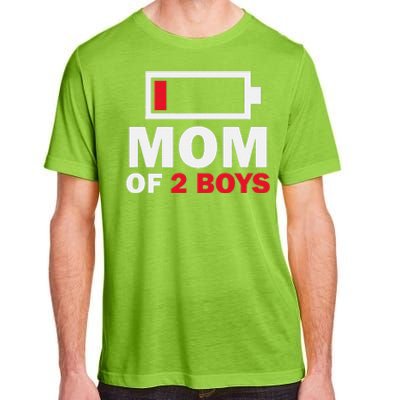 Women's Mom Of 2 Low Battery Funny Mother's Day Adult ChromaSoft Performance T-Shirt