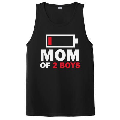 Women's Mom Of 2 Low Battery Funny Mother's Day PosiCharge Competitor Tank