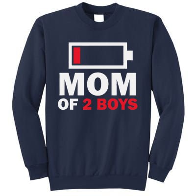 Women's Mom Of 2 Low Battery Funny Mother's Day Sweatshirt