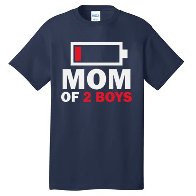 Women's Mom Of 2 Low Battery Funny Mother's Day Tall T-Shirt