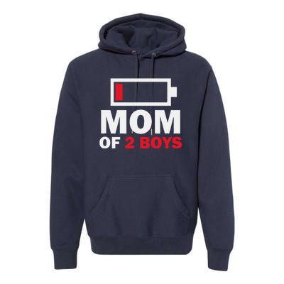 Women's Mom Of 2 Low Battery Funny Mother's Day Premium Hoodie