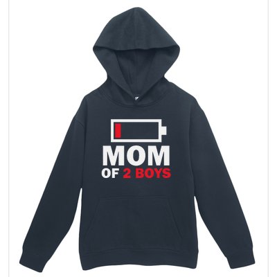 Women's Mom Of 2 Low Battery Funny Mother's Day Urban Pullover Hoodie