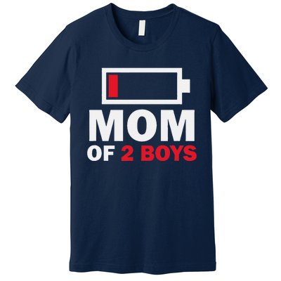 Women's Mom Of 2 Low Battery Funny Mother's Day Premium T-Shirt