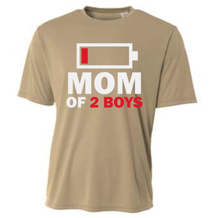 Women's Mom Of 2 Low Battery Funny Mother's Day Cooling Performance Crew T-Shirt