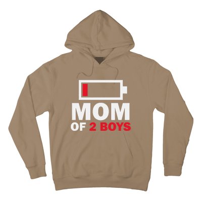 Women's Mom Of 2 Low Battery Funny Mother's Day Hoodie