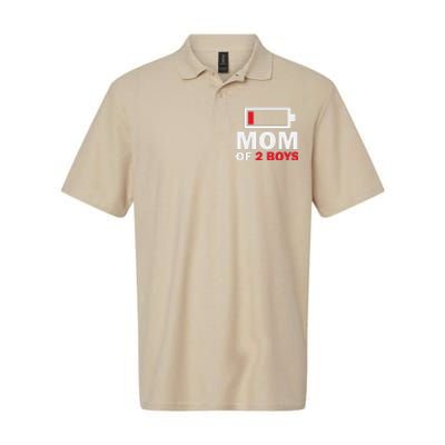 Women's Mom Of 2 Low Battery Funny Mother's Day Softstyle Adult Sport Polo