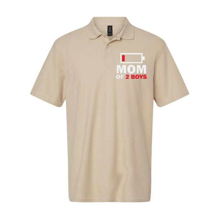 Women's Mom Of 2 Low Battery Funny Mother's Day Softstyle Adult Sport Polo