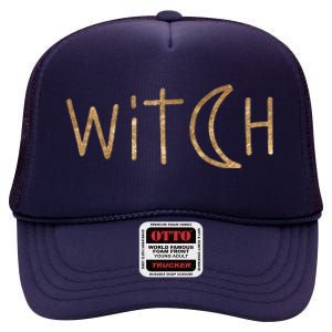 Witch Moon October Halloween High Crown Mesh Back Trucker Hat